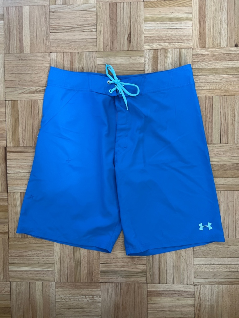 Under Armour Men's Bright Blue Board Shorts with Aqua Drawcord